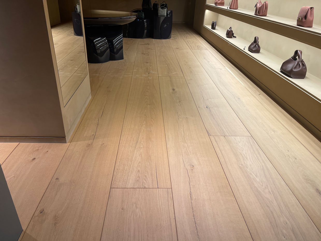 Polene Japan store with wide plank flooring