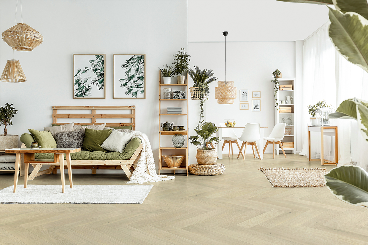 Woodland Haze 5 inch chevron flooring