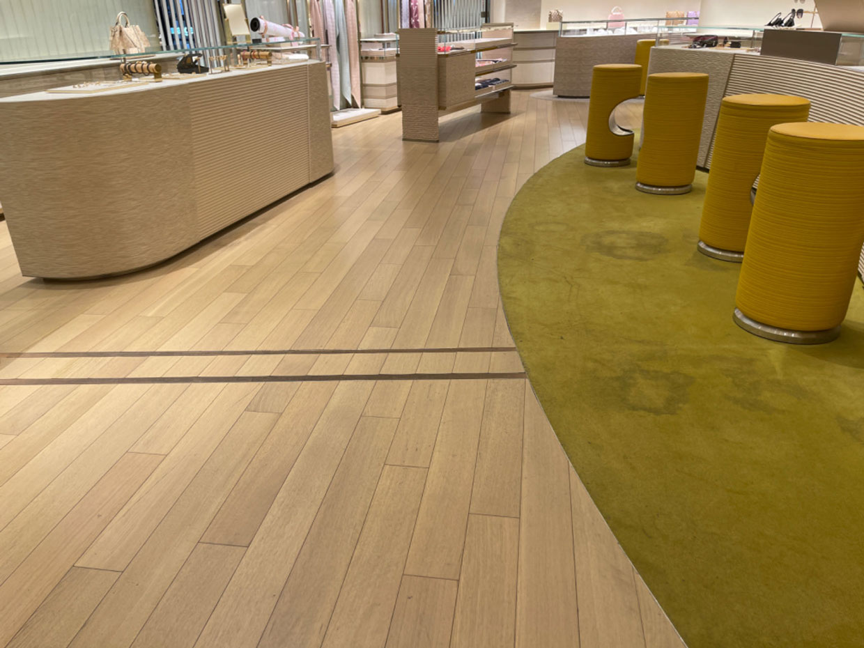 Louis Vuitton LAX store with wide plank flooring